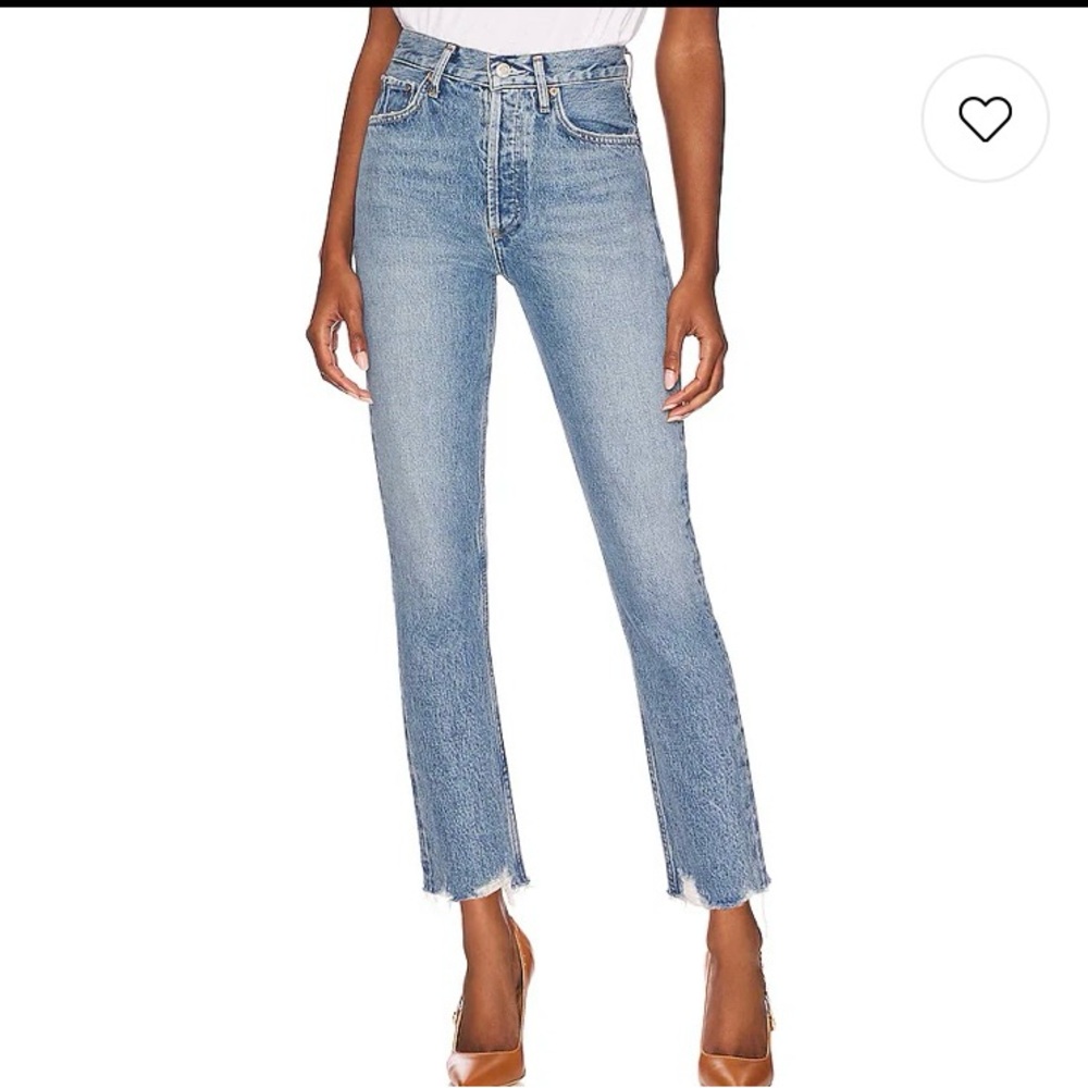Agolde Riley High Rise Straight Crop Jeans in Haven